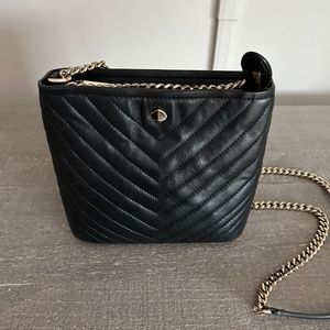 Black Leather Kate Spade Crossbody Bag with Adjustable Strap